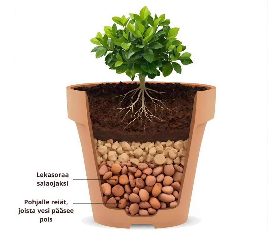 isojen ruukkujen salaojitus